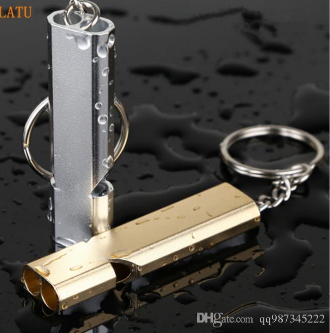 Fashion Whistle Silver Gold Outoors Sports Double-tube High Frequency Whistle Fitness Equipment Survival Tool