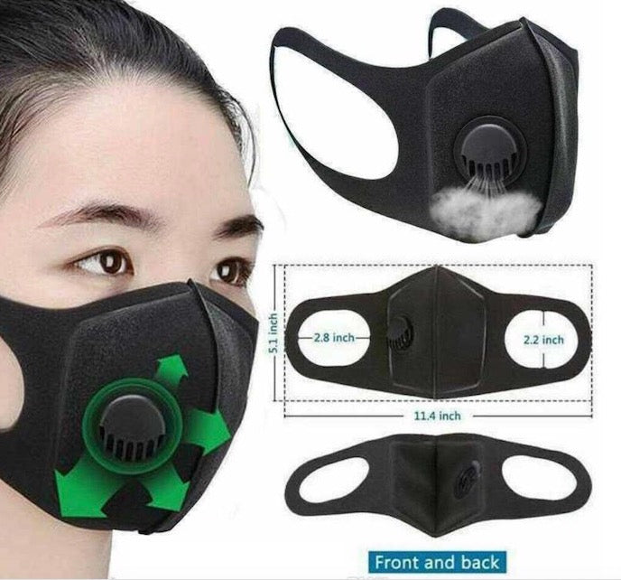 Designer Face Mask with Breathing Valves Washable Reusable Cloth Kids Adult Masks Cotton Black Mascarillas Protective Face Mask