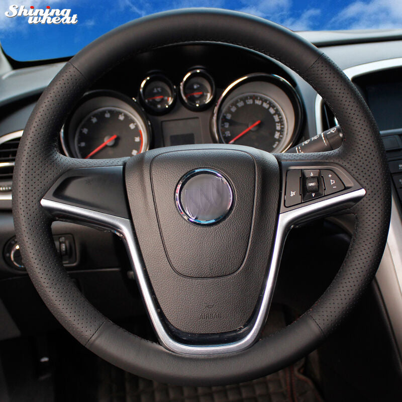Hand-stitched Black Leather Car Steering Wheel Cover for Buick Excelle XT GT Encore Opel Mokka