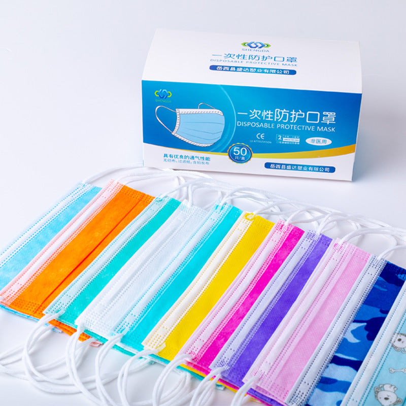 Disposable Face Masks Pink blue black with Elastic Ear Loop 3 Ply dextrous Breathable for Blocking Dust Air Anti-Pollution Mask