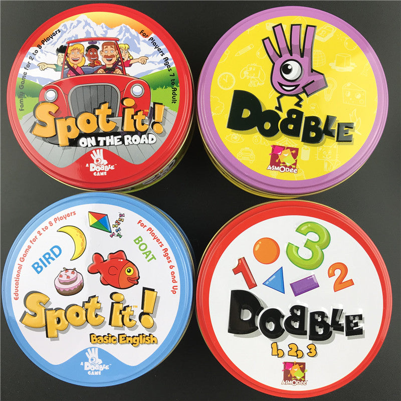 Halloween Dobble Spot It Card Game Toy Iron Box Sport Go Camping Hip Kids Board Games Gift Animals Alphabet123