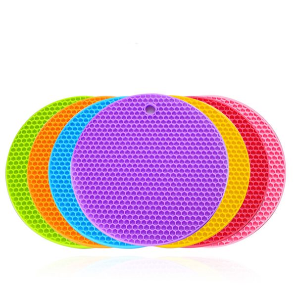 83.5G Thickened bakeware Silicone Honeycomb Mat Round Kitchen Waterproof Placemat Cup Glue Heat Pad Non-slip free dhl