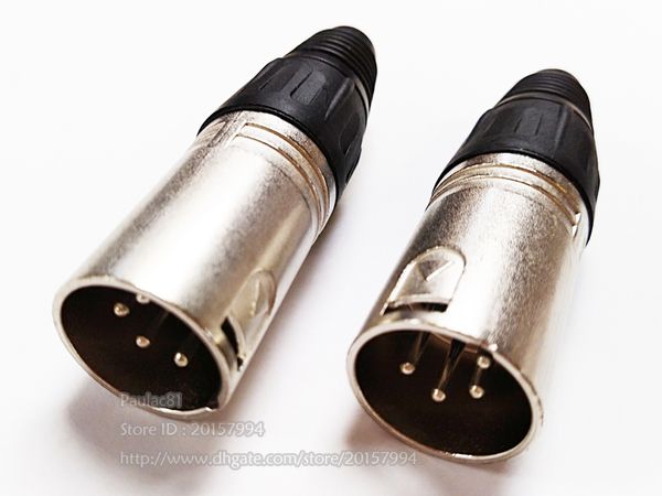 Audio Cables, Microphone XLR 4-Pole 4Pin Male MIC Plug Speaker Adapter Connector-10PCS