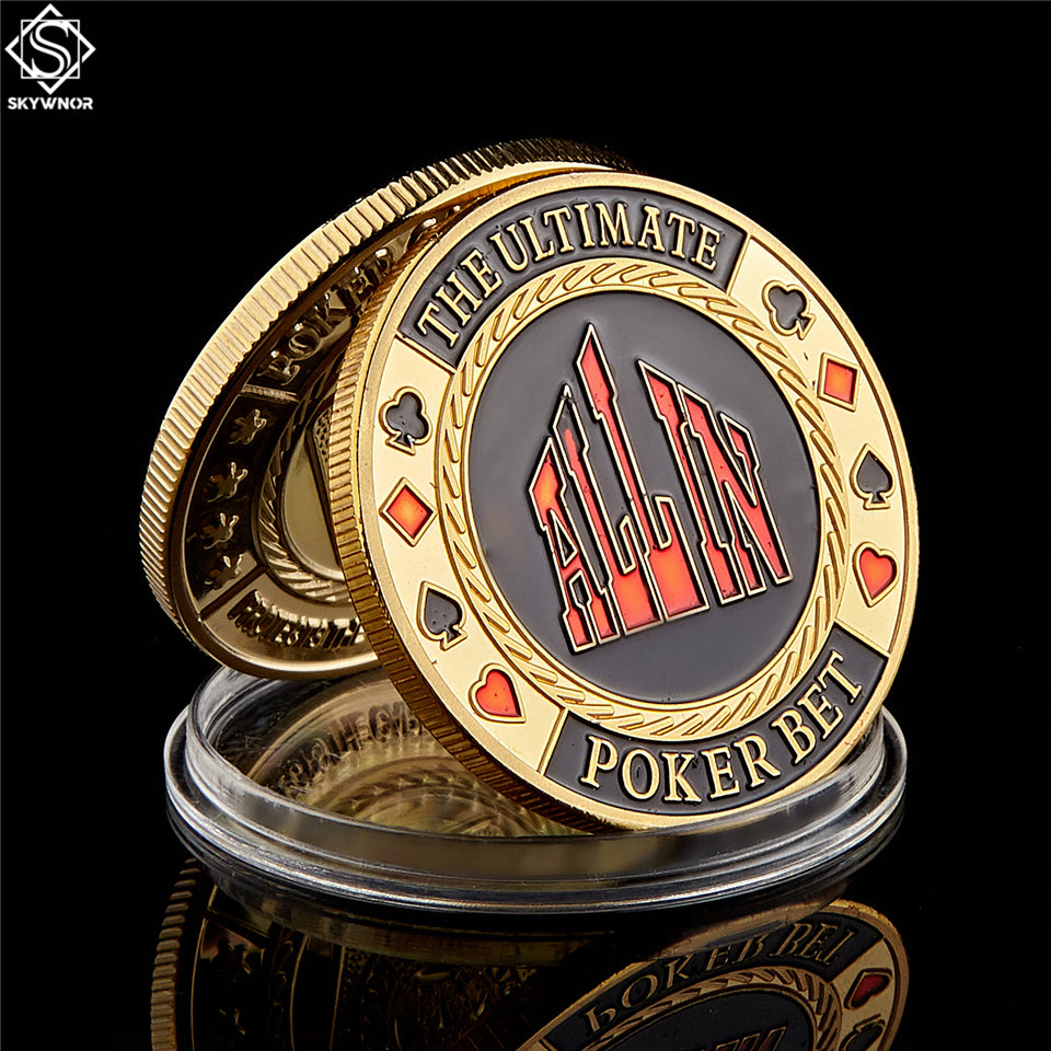 Challenge Craft The Ultimate Poker Bet&quot;ALL IN&quot; Poker Chip Guard Las Vegas Token Collection With Round Case Metal