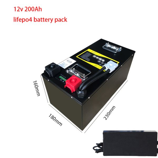 12.8V 200Ah Lifepo4 battery 12v Lithium iron phosphate for 2000w motor inverter scooter caravan solor + 20A charger