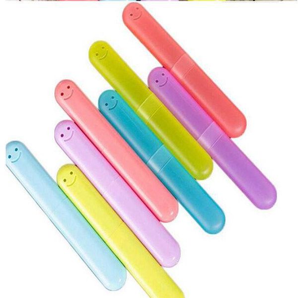 Fashion Smile Travel Hiking Camping Toothbrush Protect Holder Case Box Tube Cover Portable Candy Color Toothbrush Storage Boxes Bins Cover