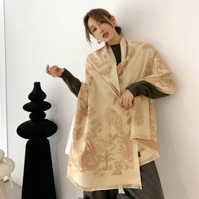 Scarves Brand Designer Autumn Winter Thicken Shawl Ladies Luxury Cashmere Scarf Double-side Soft Handkerchief Warm Cape