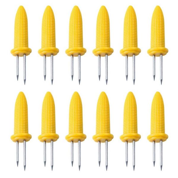 Stainless Steel BBQ Corn Holders Corn on The Cob Skewers Fruit Forks Outdoor Barbecue Fruit Fork Kitchen Tool