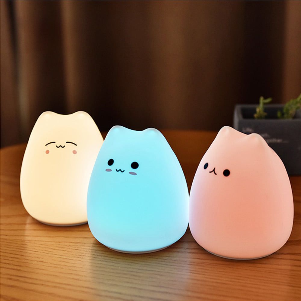 LED Night lamp decorate desk light battery dream cute cat holiday creative sleepping 7changing bulb for baby bedroom luminar