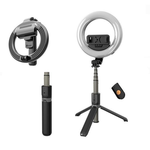 L07 Selfie Stick with 5 inch LED Selfie Ring Light with Tripods Stand Folding Tripod Selfie for Makeup Live Stream
