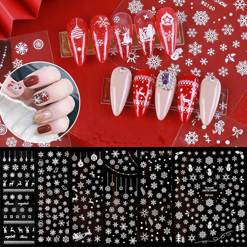 Christmas Nail Art Decals Decoration For Nails Winter Snowflake Adhesive Decals New Year Nail Art Decoration Slider F734