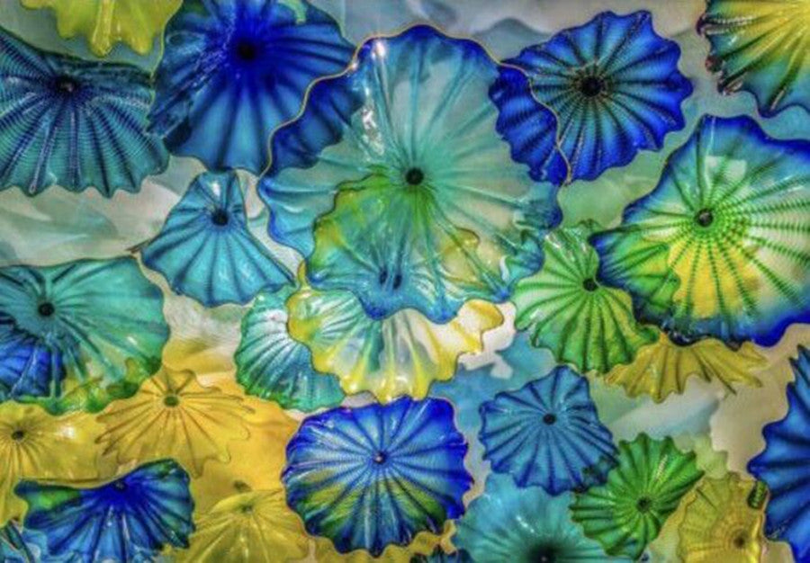 Europe Hand Made Flower Plate Lamp for Wall Decoration Italy Colored Abstract Lightings Murano Glass Hanging Plates Art