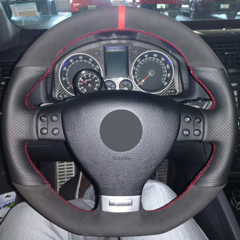 Black Suede DIY Car Steering Wheel Cover for Volkswagen Golf 5 Mk5 GTI VW Golf 5 R32 Passat R GT 2005 car accessories