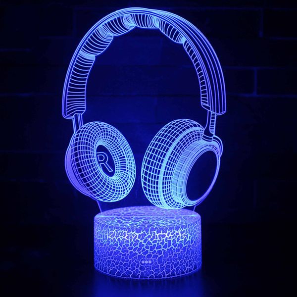 Touch 7 Color Switch Remote Control led lights New Headphone Shape 3D table lamps 3D Atmosphere Night Light