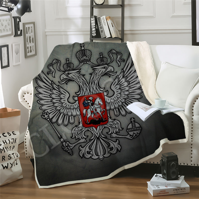 CLOOCL Russian National Emblem Logo Blanket 3D Print Russian Badge Double Layer Sofa Travel Youth Fashion Bedding Throw Blankets Sofa Quilt