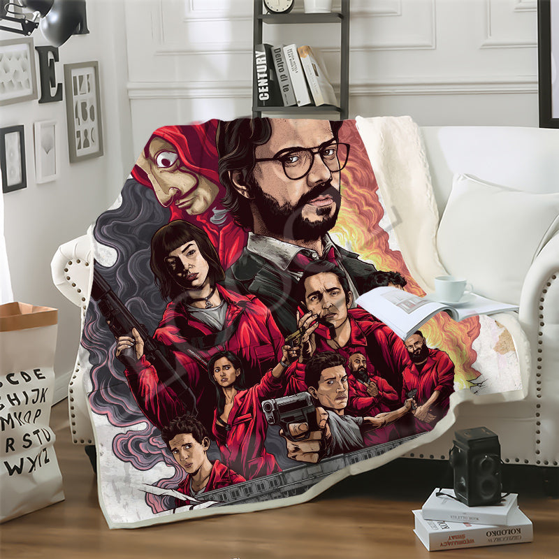 cloocl la casa de papel plush blanket 3d print money heist the paper house soft winter blanket bed travel decorative sofa twolayer quilt