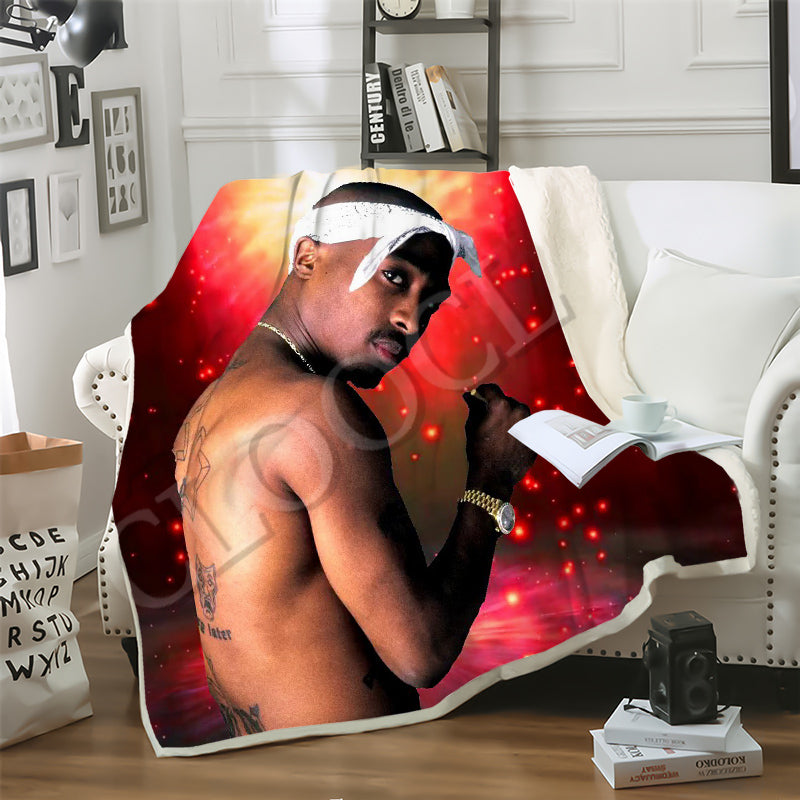 cloocl new rapper amaru shakur 2pac tupac blankets 3d print double layer sofa travel teens women men bedding throw blanket plush quilt