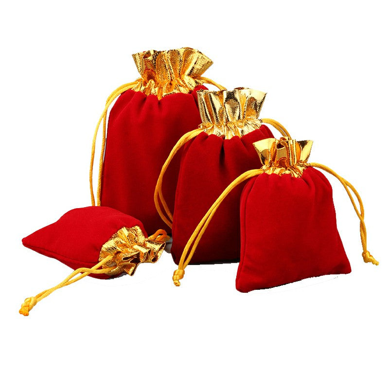 Wholesale 100Pcs velvet jewelry storage bag candy packaging box red and black drawstring cloth bag jewelry storage bag free shipping
