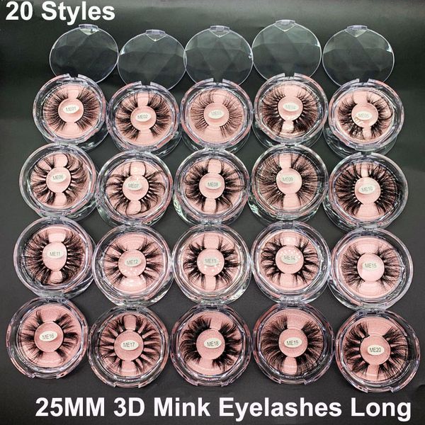 25mm lashes 3D False Dramatic Long Thick Cross Lashes 100% Real Mink Fake Eyelashes Handmade 20 Styles Eye Makeup Maquiagem