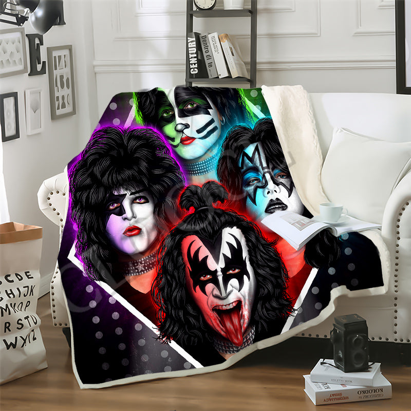 CLOOCL Hip Hop Rock Band KISS Blankets 3D Print Double Layer Casual Sofa Travel Teens Women Men Bedding Throw Blanket Plush Quilt