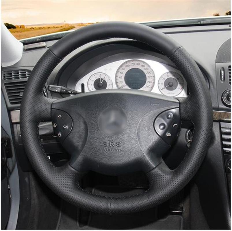 Black Artificial Leather Car Steering Wheel Cover for Mercedes-Benz W210 E240 E63 E320 E280 2002-2005