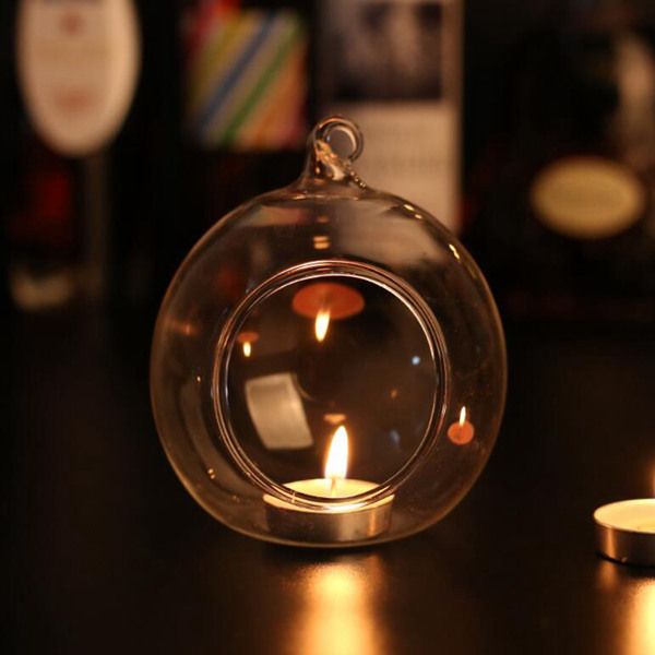 10PC 60MM Hanging Tealight Holder Glass Globes Terrarium Wedding Candle Holder Candlestick Vase Home Hotel Bar Decoration
