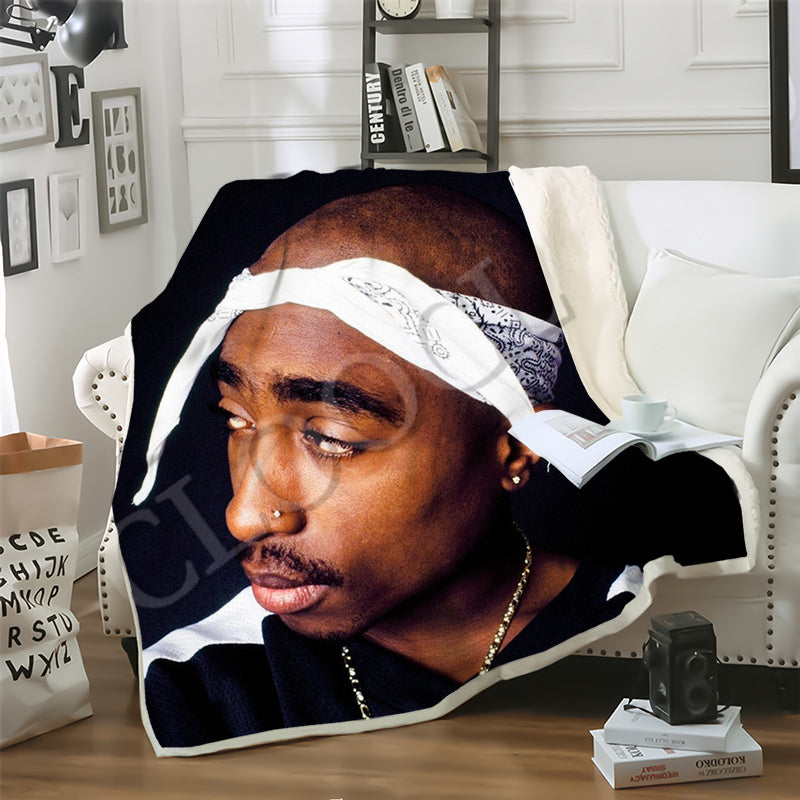 CLOOCL Rapper Amaru Shakur 2pac Tupac Blanket 3D Print Double Layer Sofa Travel Youth Casual Fashion Bedding Throw Blankets Sofa Quilt
