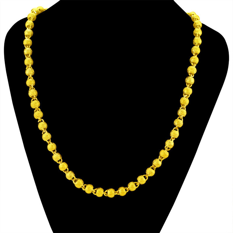 Hollow Beads Necklace Chain 18k Yellow Gold Filled Hip Hop Mens Choker Necklace Trendy Jewelry 22 Inches