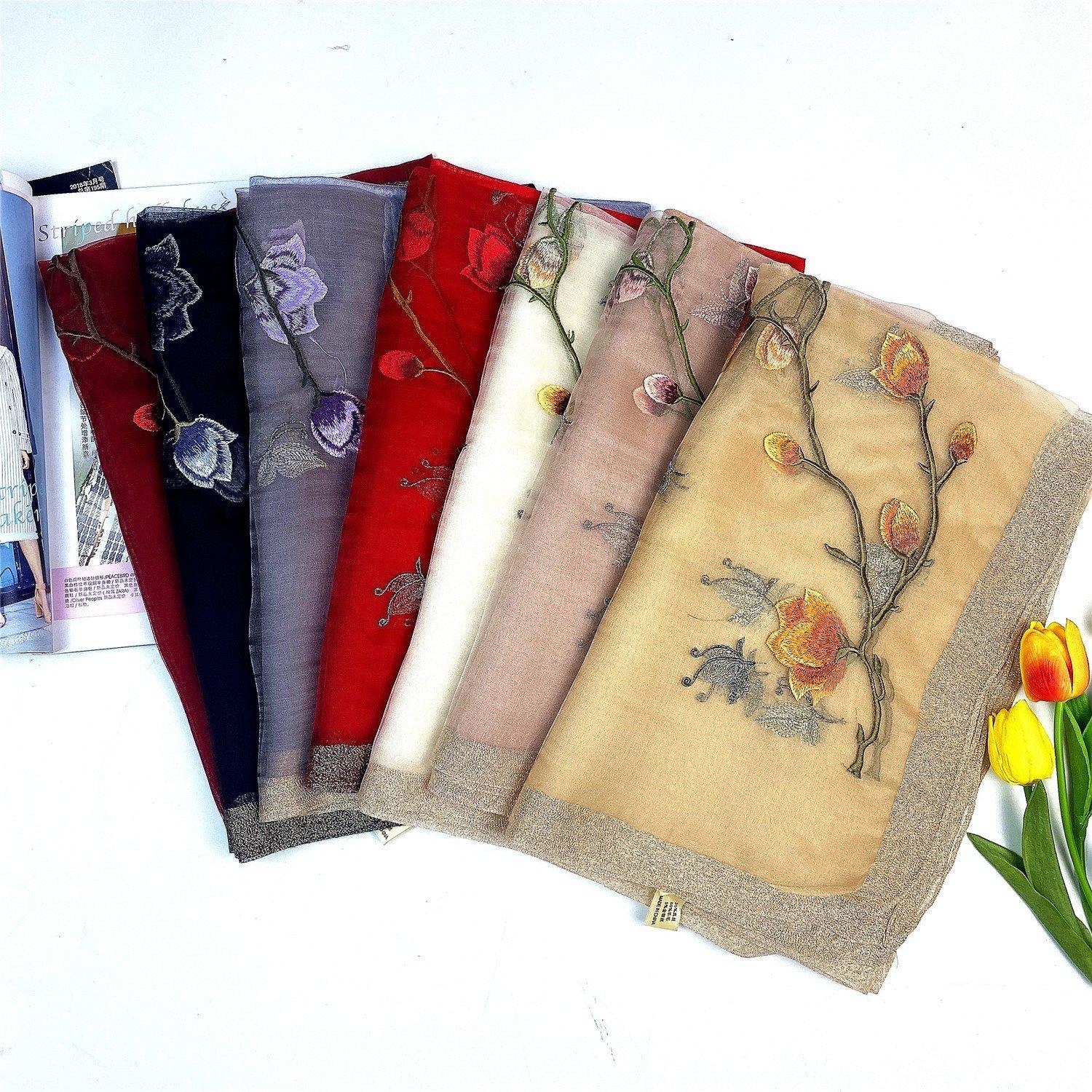 High quality New Fashion 2020 real Silk Scarf for Womens Printed embroidery Spring Winter Shawl Scarf Scarves Size 180x70cm 7 Colors
