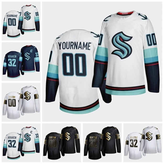 522021 Seattle Kraken Hockey Jerseys 32 New Team Home Jersey Nuber Neutral 100% Embroidery Customize any name and number neutral