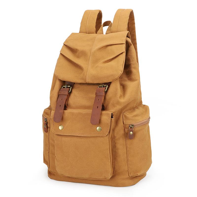 Vintage Durable Canvas Men Backpack Fashion Preppy Boy&#039;s School Bag OK For 14&quot; Laptop