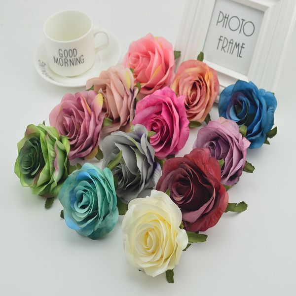 100pcs Silk plastic roses flowers wall for vases home wedding decoration accessories cheap artificial flowers for scrapbooking 210317