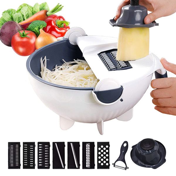 Multifunction Vegetable Slicer Cutter Drain Basket Adjustable Mandoline Slicer Potato Vegetables Shredder Grater Kitchen Tools 210319