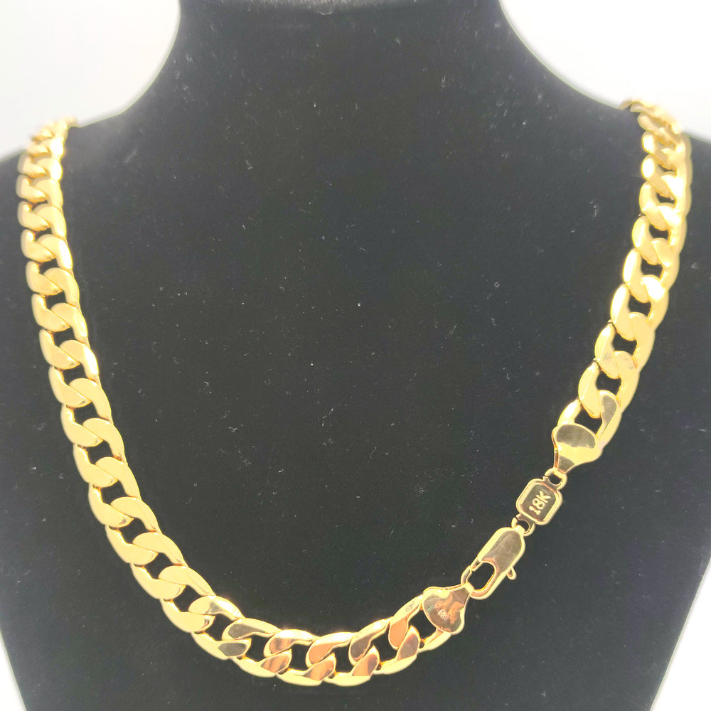 DIY Stamp 18K Gold Filled Cuban-Curb Link Chain Necklace Miami PT Fully Choker Hip Hop 24