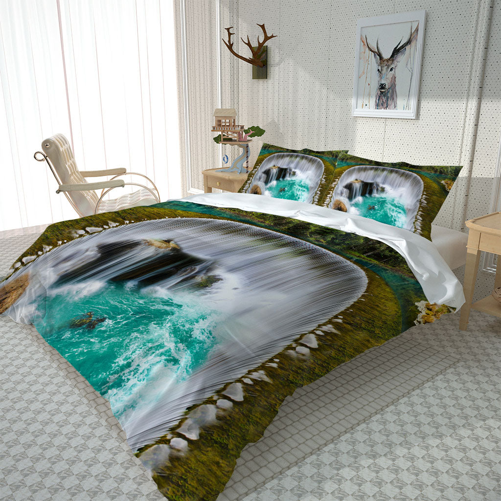 Twin Full Queen King Size waterfall 3pcs Duvet Cover Set With Pillowcase Bedding Sets