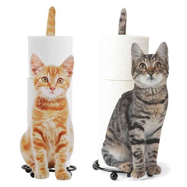 Toilet Paper Towel Holder Cat Shape Bathroom Toilet Paper Storage Rack Gift for Cat Lovers Toilet Roll Holder WC Paper Stand 210320