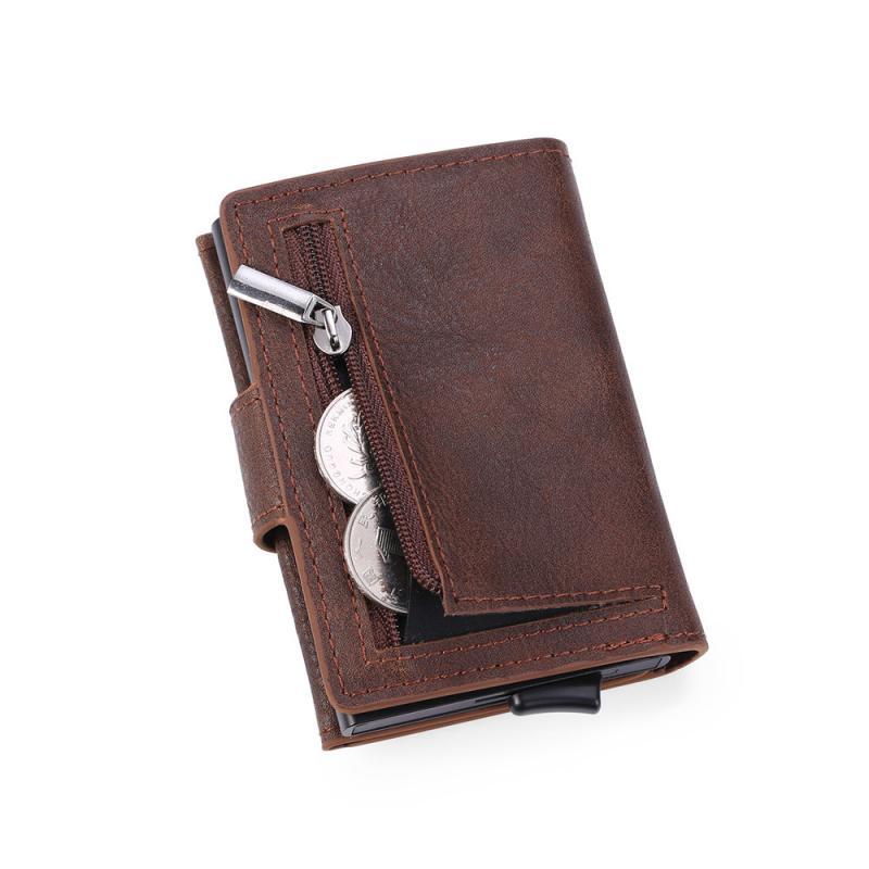Bisi Goro 2021 Arrivals RFID Anti-Theft Smart Wallet Pu Leather Metal Folding Business Card Holders For Men Wallets