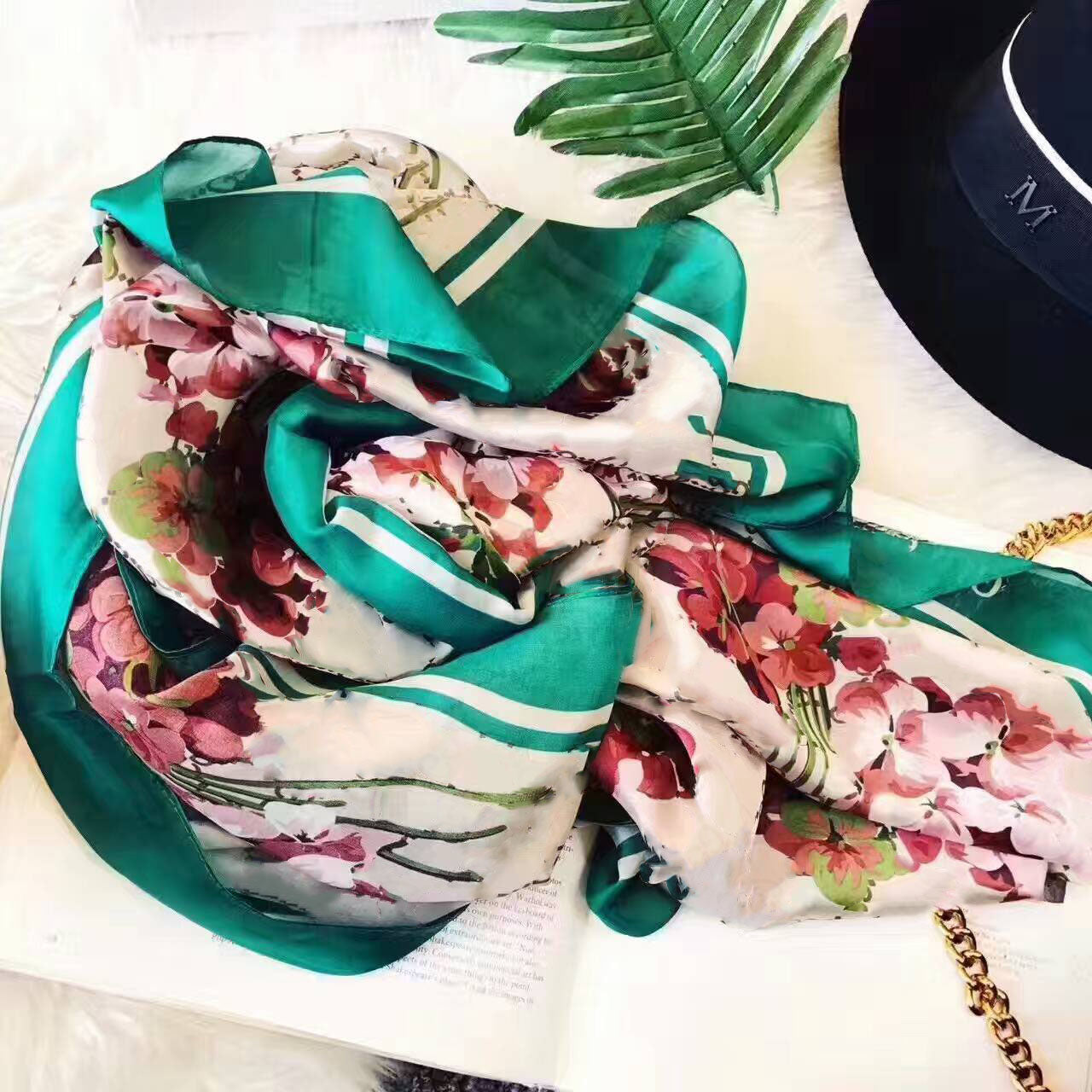 summer Silk Scarf Women Plaid Natural Pashmina Shawls and Wraps Long Bandana Echarpe Foulard Femme no box ja02a