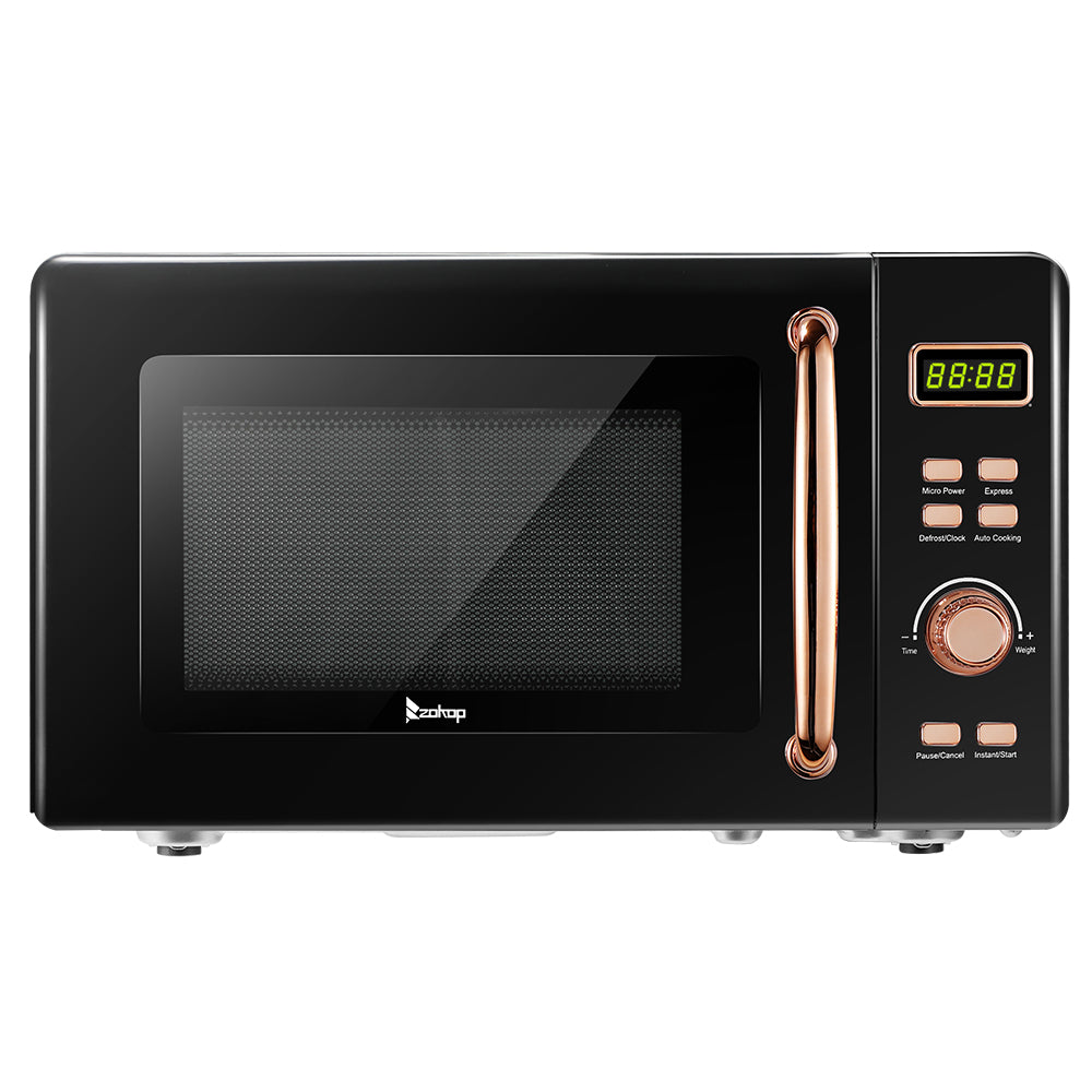 B20UXP52 -Black 20L-0.7cuft Retro Microwave With Display-Golden Handle
