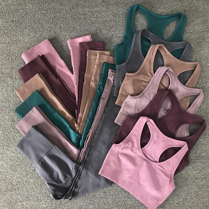 Sports Set For Women Gym Yoga Tracksuit Bra+ Seamless Hight Waist Leggings 2 Piece Sportswear Outfit