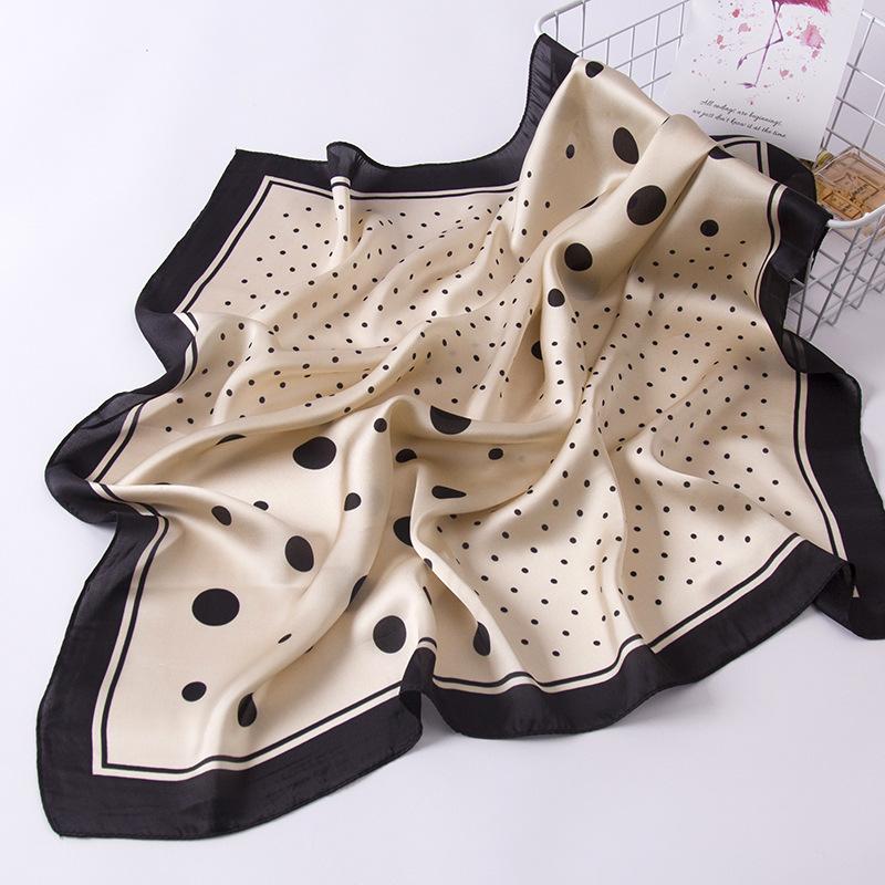 Fashion Dot Print Hijab Scarf For Women Small Shawls Cute Headband Silk Neck Scarfs Ladies 70*70cm Handkerchief Head Scarves