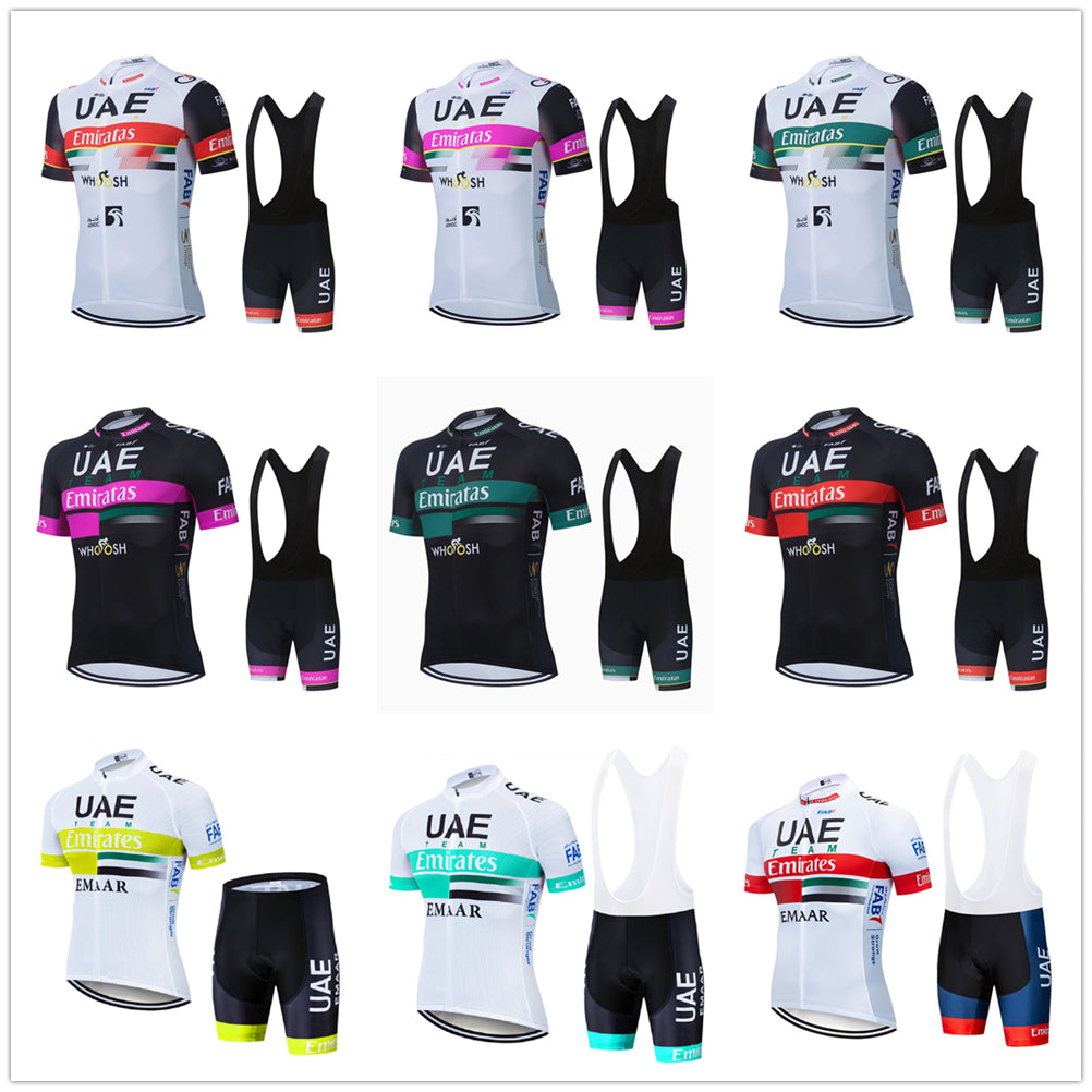 Tour De France 2021 Pro Team UAE Cycling Jersey Set Summer Breathable Cycling Clothing Short Sleeve Bike Jersey Bib Shorts Kit Ropa Ciclismo