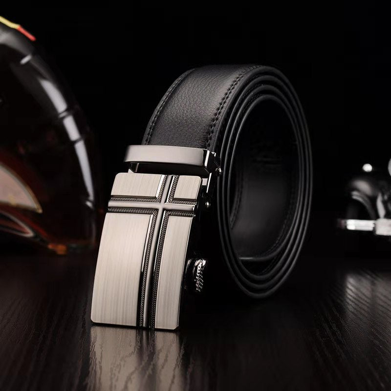 Men belts Cost-effective automatic buckle Affordable metal brushed wild simple design style fashion belt youth version free gift box