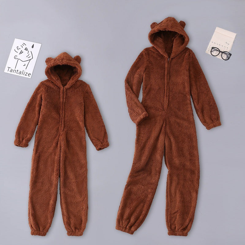 jumpsuits One Piece Pajamas for Women Onesies Hooded Winter Autumn Sleepwear Parent-child Pajama Thick Warm Cute Long Homewear Deo0 MKWD