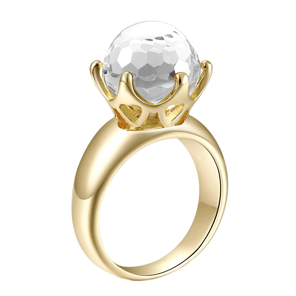 Stunning Round Crystal Stone Rings Gold Color Jewelry Brass Metal Original Jewellery Maker Women&#039;s Accessories