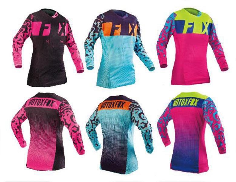 Motorcycle speed surrender long-sleeved women&#039;s mountain bike suit off-road breathable round neck shirt polyester quick-drying can be customize