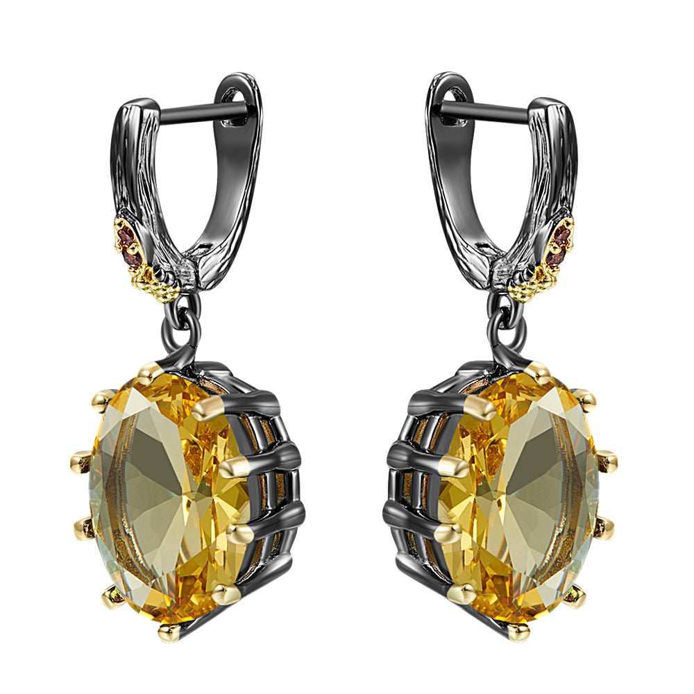 Christmas Gift Setting Big Golden Zirconia Dangle & Chandelier Earrings Women&#039;s Party Jewellery 2 Tone Black Beautiful Jewelry