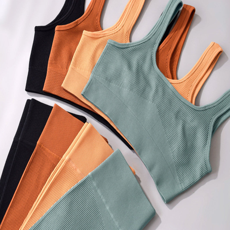 Womens Tracksuits Fitness two Piece Set 2 Workout Clothes Leggings Sports Bra long pant backless Exercise Clothing Bodybuilding Slim Suits