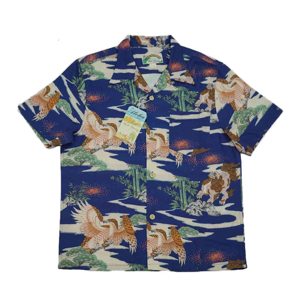 blouses BOB DONG Chinese Style Men Hawaiian Pocket Tee Shirts Vintage Short Sleeve Blue