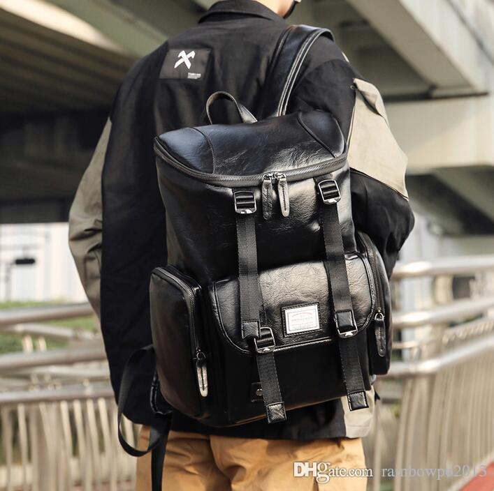 Factory wholesale brand men handbag large capacity computer bag multi-pocket leather Korean backpack fashion leathers travel backpacks student